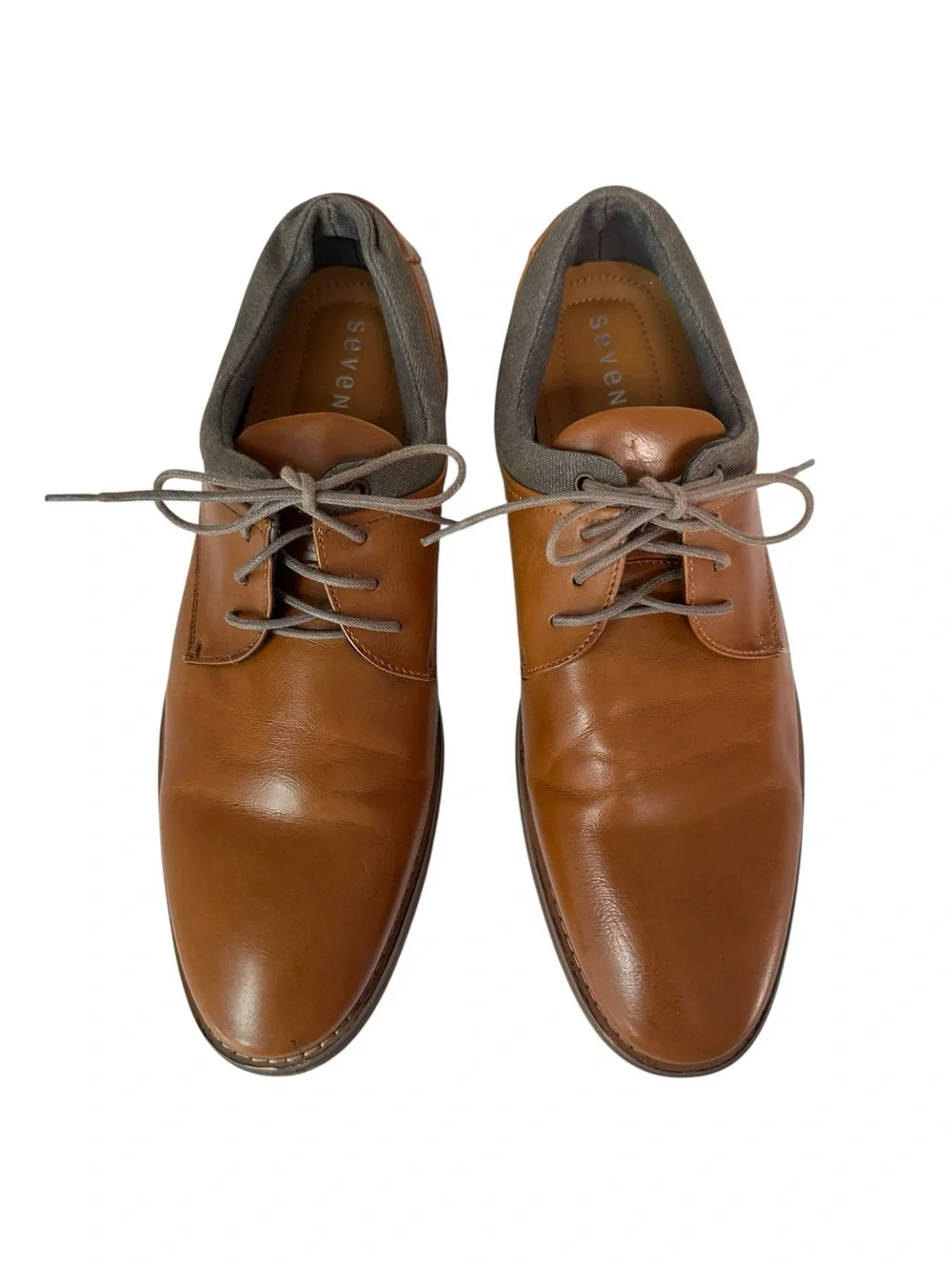Seven 91 Mens Donestan Tan Brown Leather Oxford Derby Shoes, Size 12